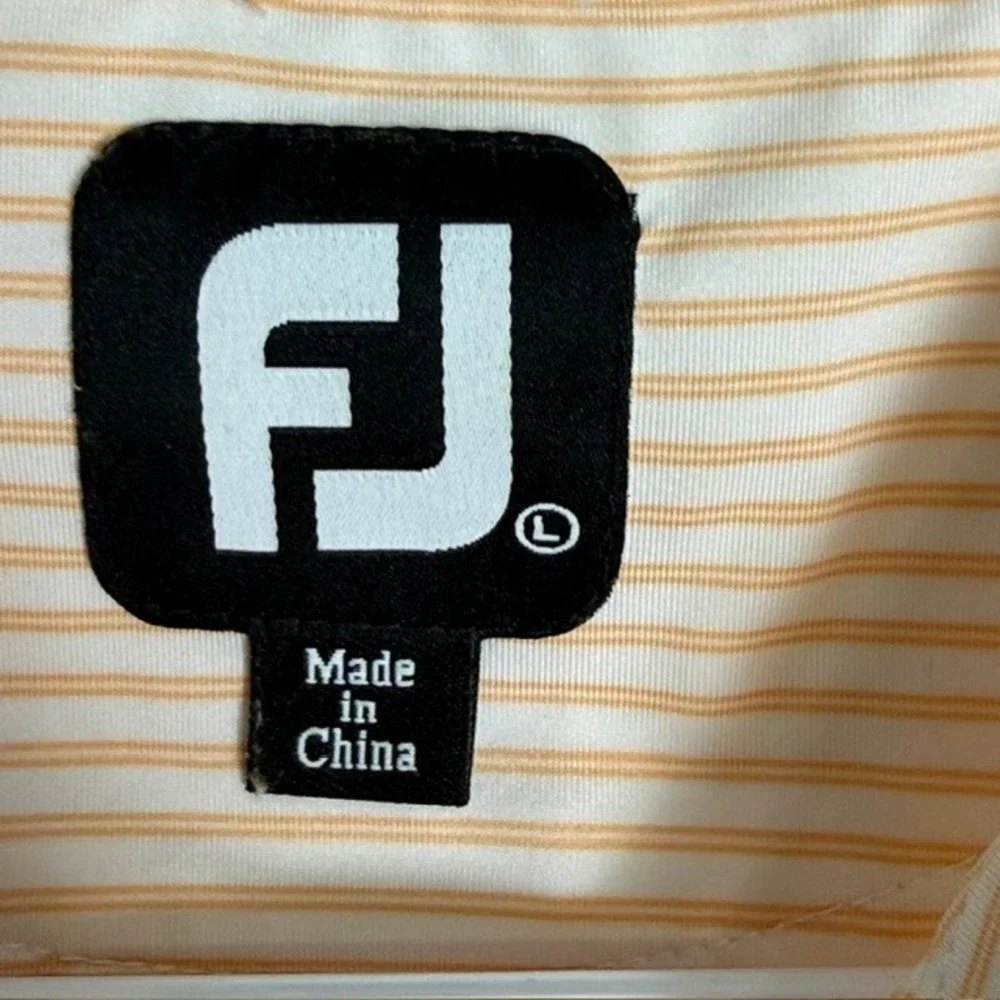 FootJoy Mens Orange Striped Presidio Golf Course‎ ProDry Polo Shirt Large XL